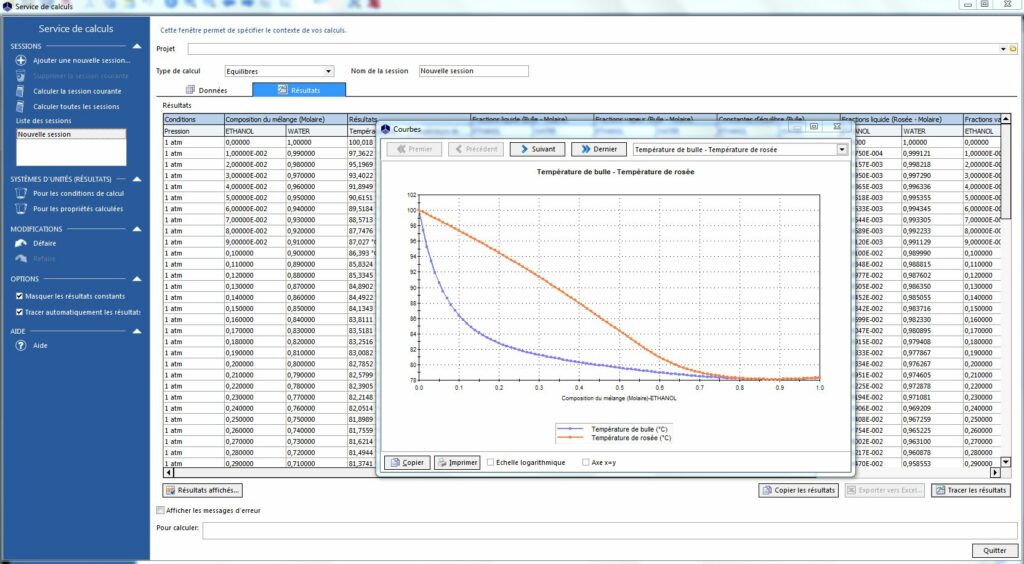 calcul thermodynamique dans Excel - modélisation - analyse